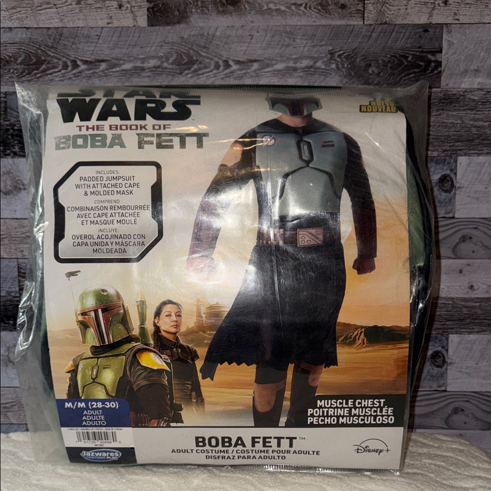 New! Disney Star Wars Boba Fett Adult Costume - Black and Gray